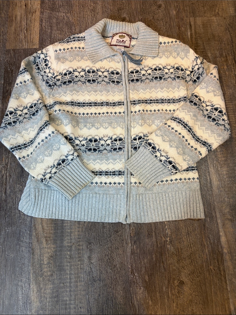 Tiara International Fair Isle Zip-Up Sweater